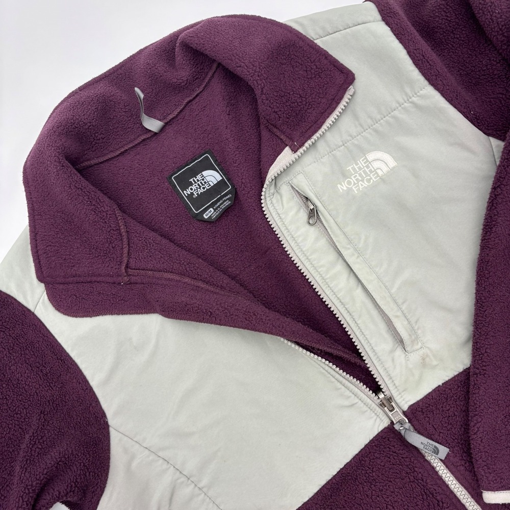 The North Face Fleece Jacket Womens‎ Medium M Purple Grey Zip Up Pocket